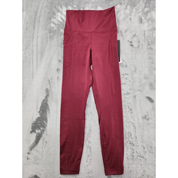 Yogalicious Pants - NEW Yogalicious Lux High Rise Ankle Leggings Size S Red Burnt Cranberry Stretch